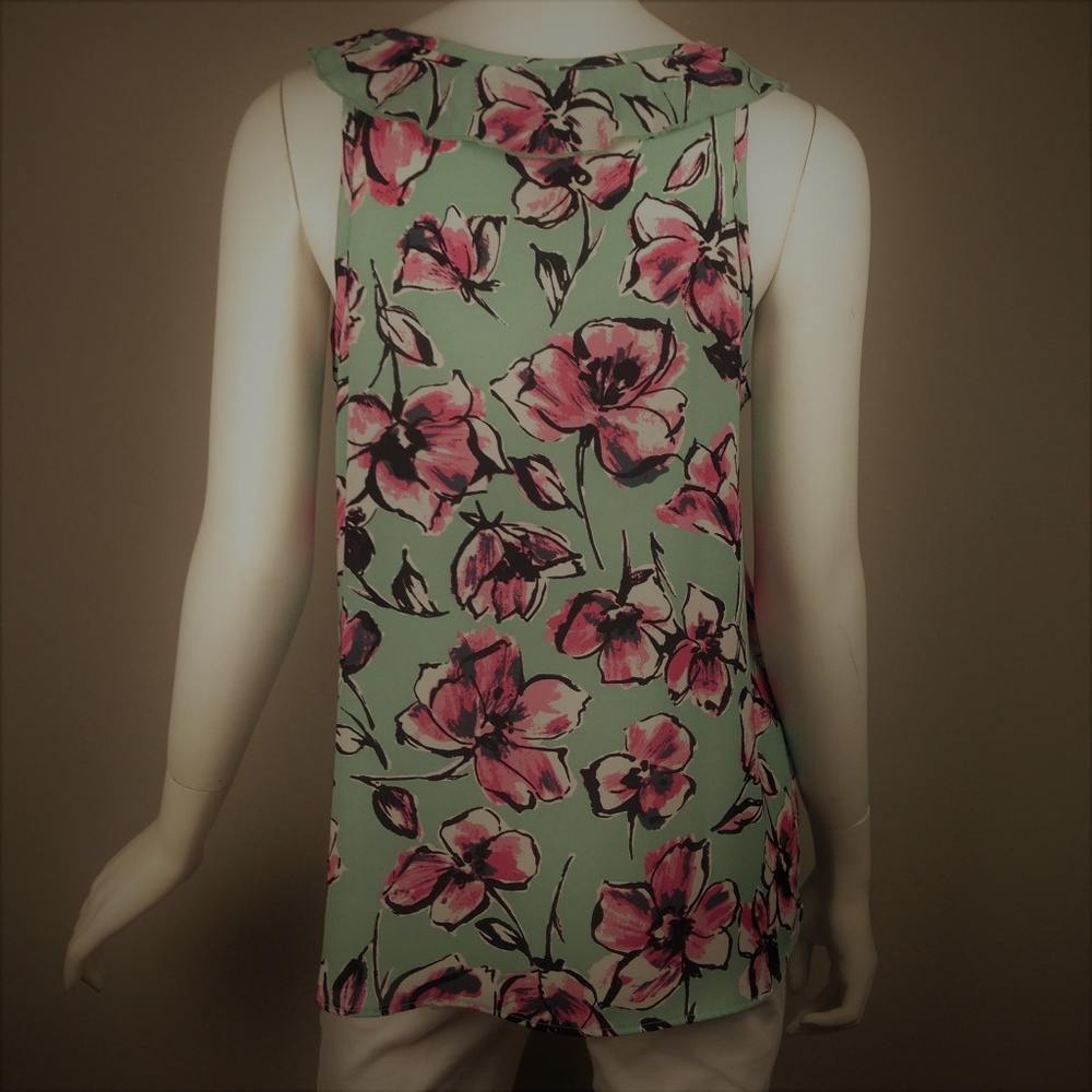 Tyche Floral Tank Top With Ruffled Neckline - Picture 3 of 4